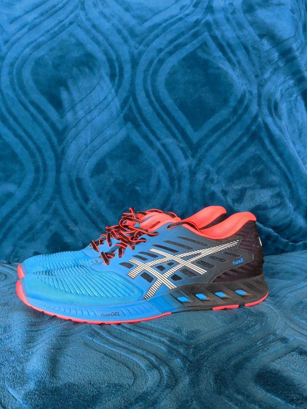 ASICS Blue and Vibrant Orange Men's Athletic Running Shoes